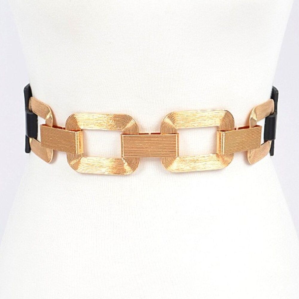 BNWT Plus Size Iconic Metal Link Elastic Belt Fashion Stretch Belt
